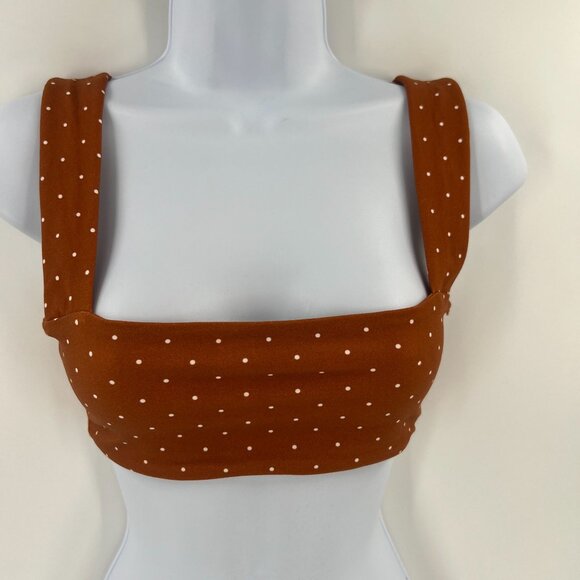 WeWoreWhat S Polka Dot Rust Square Neck Bralette Top - Picture 8 of 8